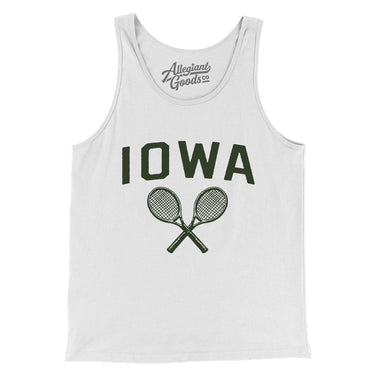 Iowa Tennis Men/Unisex Tank Top-White-Allegiant Goods Co. Vintage Sports Apparel