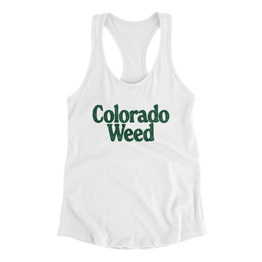 Colorado Weed Women's Racerback Tank-White-Allegiant Goods Co. Vintage Sports Apparel