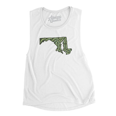 Maryland Golf Course Women's Flowey Scoopneck Muscle Tank-White-Allegiant Goods Co. Vintage Sports Apparel