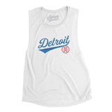 Detroit Vintage Script Women's Flowey Scoopneck Muscle Tank-White-Allegiant Goods Co. Vintage Sports Apparel