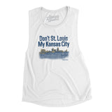 Don't St. Louis My Kansas City Women's Flowey Scoopneck Muscle Tank-White-Allegiant Goods Co. Vintage Sports Apparel
