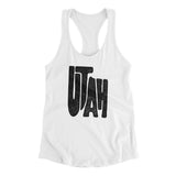 Utah State Shape Text Women's Racerback Tank-White-Allegiant Goods Co. Vintage Sports Apparel
