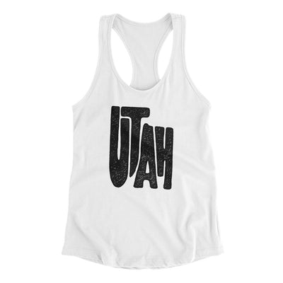 Utah State Shape Text Women's Racerback Tank-White-Allegiant Goods Co. Vintage Sports Apparel