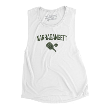 Narrangansett Pickleball Women's Flowey Scoopneck Muscle Tank-White-Allegiant Goods Co. Vintage Sports Apparel