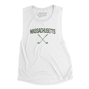 Massachusetts Golf Women's Flowey Scoopneck Muscle Tank-White-Allegiant Goods Co. Vintage Sports Apparel