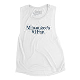 Milwaukee's Number 1 Fan Women's Flowey Scoopneck Muscle Tank-White-Allegiant Goods Co. Vintage Sports Apparel
