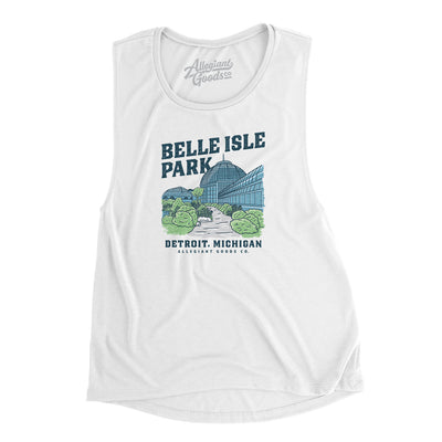 Belle Isle Park Women's Flowey Scoopneck Muscle Tank-White-Allegiant Goods Co. Vintage Sports Apparel