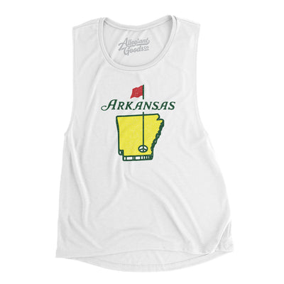 Arkansas Golf Women's Flowey Scoopneck Muscle Tank-White-Allegiant Goods Co. Vintage Sports Apparel