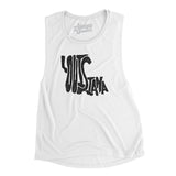 Louisiana State Shape Text Women's Flowey Scoopneck Muscle Tank-White-Allegiant Goods Co. Vintage Sports Apparel