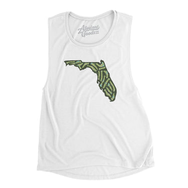 Florida Golf Course Women's Flowey Scoopneck Muscle Tank-White-Allegiant Goods Co. Vintage Sports Apparel