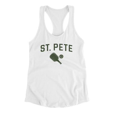 St. Pete Pickleball Women's Racerback Tank-White-Allegiant Goods Co. Vintage Sports Apparel
