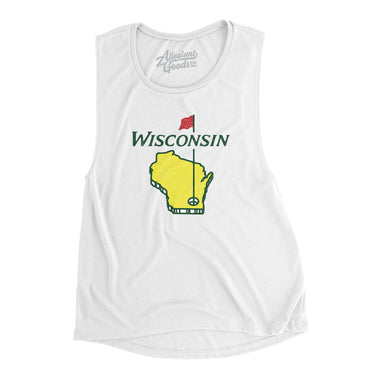 Wisconsin Golf Women's Flowey Scoopneck Muscle Tank-White-Allegiant Goods Co. Vintage Sports Apparel