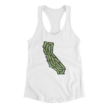 California Golf Course Women's Racerback Tank-White-Allegiant Goods Co. Vintage Sports Apparel