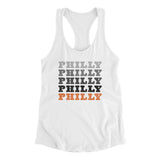 Philly Repeat Women's Racerback Tank-White-Allegiant Goods Co. Vintage Sports Apparel