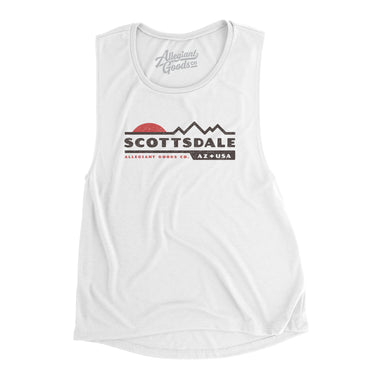 Scottsdale Mountain Sunset Women's Flowey Scoopneck Muscle Tank-White-Allegiant Goods Co. Vintage Sports Apparel