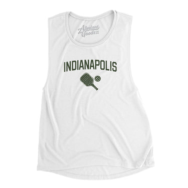 Indianapolis Pickleball Women's Flowey Scoopneck Muscle Tank-White-Allegiant Goods Co. Vintage Sports Apparel