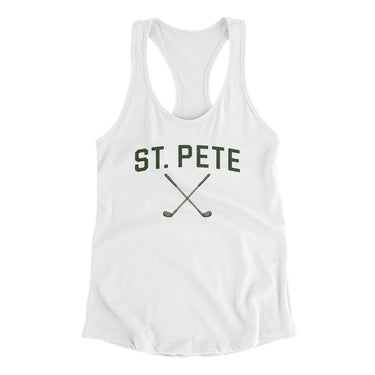 St. Pete Golf Women's Racerback Tank-White-Allegiant Goods Co. Vintage Sports Apparel