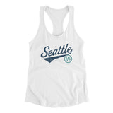 Seattle Vintage Script Women's Racerback Tank-White-Allegiant Goods Co. Vintage Sports Apparel
