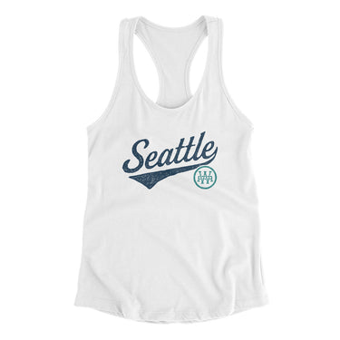 Seattle Vintage Script Women's Racerback Tank-White-Allegiant Goods Co. Vintage Sports Apparel