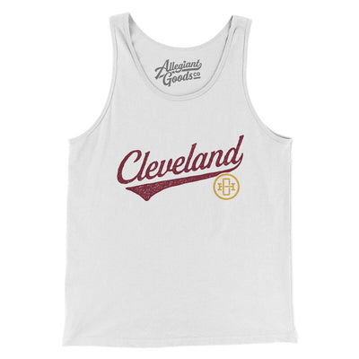 Cleveland Vintage Script Men/Unisex Tank Top-White-Allegiant Goods Co. Vintage Sports Apparel