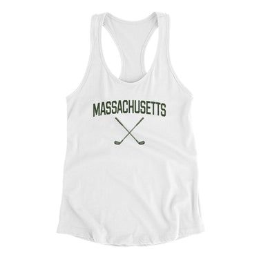 Massachusetts Golf Women's Racerback Tank-White-Allegiant Goods Co. Vintage Sports Apparel