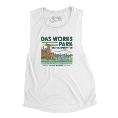 Gas Works Park Women's Flowey Scoopneck Muscle Tank-White-Allegiant Goods Co. Vintage Sports Apparel