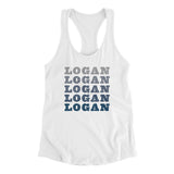 Logan Repeat Women's Racerback Tank-White-Allegiant Goods Co. Vintage Sports Apparel