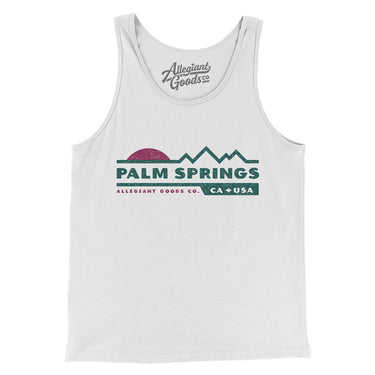 Palm Springs Mountain Sunset Men/Unisex Tank Top-White-Allegiant Goods Co. Vintage Sports Apparel