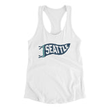 Seattle Pennant Women's Racerback Tank-White-Allegiant Goods Co. Vintage Sports Apparel