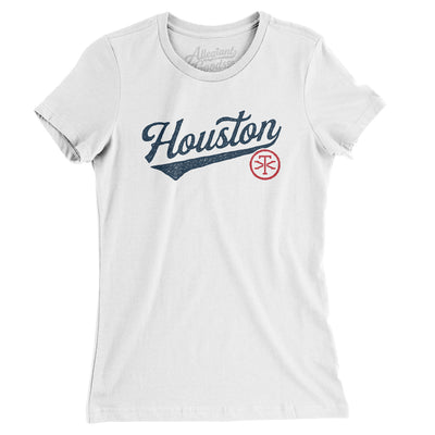 Houston Vintage Script Women's T-Shirt-White-Allegiant Goods Co. Vintage Sports Apparel