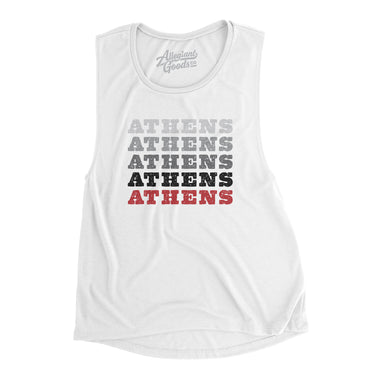 Athens Repeat Women's Flowey Scoopneck Muscle Tank-White-Allegiant Goods Co. Vintage Sports Apparel