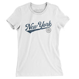 New York Vintage Script Women's T-Shirt-White-Allegiant Goods Co. Vintage Sports Apparel