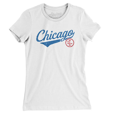 Chicago Vintage Script Women's T-Shirt-White-Allegiant Goods Co. Vintage Sports Apparel