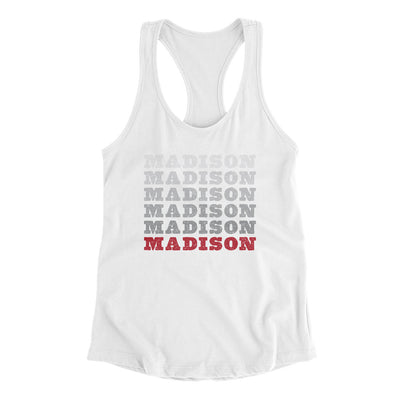 Madison Repeat Women's Racerback Tank-White-Allegiant Goods Co. Vintage Sports Apparel
