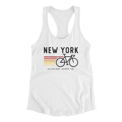 New York Cycling Women's Racerback Tank-White-Allegiant Goods Co. Vintage Sports Apparel