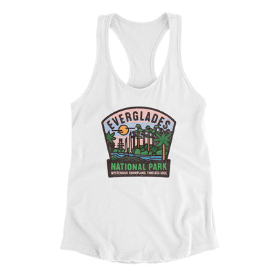 Everglades National Park Badge Women's Racerback Tank-White-Allegiant Goods Co. Vintage Sports Apparel