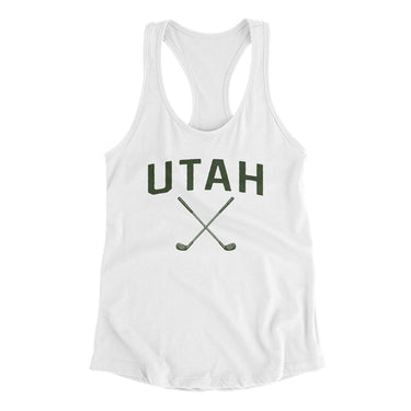 Utah Golf Women's Racerback Tank-White-Allegiant Goods Co. Vintage Sports Apparel