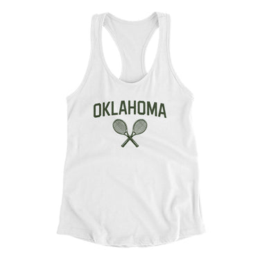 Oklahoma Tennis Women's Racerback Tank-White-Allegiant Goods Co. Vintage Sports Apparel