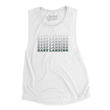 East Lansing Repeat Women's Flowey Scoopneck Muscle Tank-White-Allegiant Goods Co. Vintage Sports Apparel