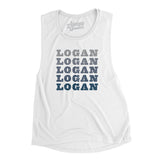 Logan Repeat Women's Flowey Scoopneck Muscle Tank-White-Allegiant Goods Co. Vintage Sports Apparel