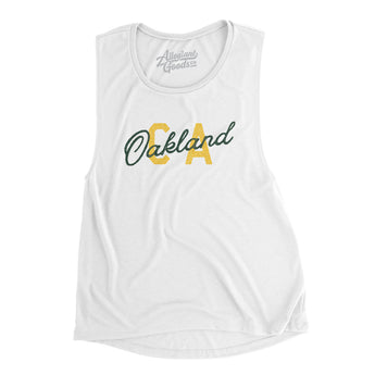 Oakland Ca Overprint Women's Flowey Scoopneck Muscle Tank-Allegiant Goods Co. Vintage Sports Apparel