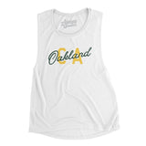 Oakland Ca Overprint Women's Flowey Scoopneck Muscle Tank-Allegiant Goods Co. Vintage Sports Apparel