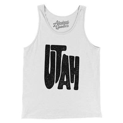 Utah State Shape Text Men/Unisex Tank Top-White-Allegiant Goods Co. Vintage Sports Apparel