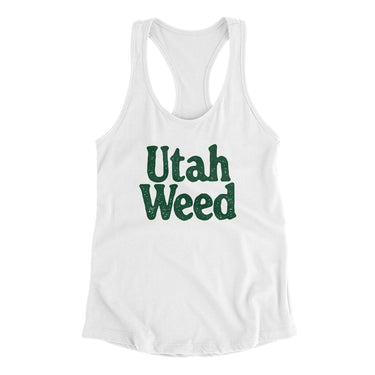 Utah Weed Women's Racerback Tank-White-Allegiant Goods Co. Vintage Sports Apparel