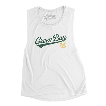 Green Bay Vintage Script Women's Flowey Scoopneck Muscle Tank-Allegiant Goods Co. Vintage Sports Apparel