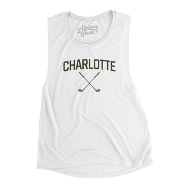 Charlotte Golf Women's Flowey Scoopneck Muscle Tank-White-Allegiant Goods Co. Vintage Sports Apparel