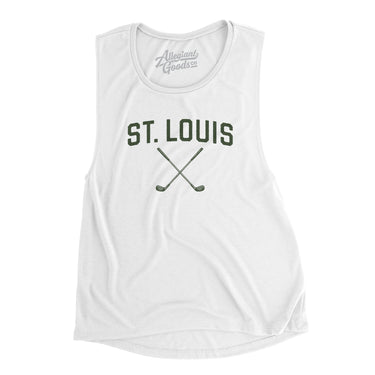 St. Louis Golf Women's Flowey Scoopneck Muscle Tank-White-Allegiant Goods Co. Vintage Sports Apparel