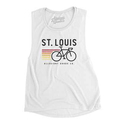 St. Louis Cycling Women's Flowey Scoopneck Muscle Tank-White-Allegiant Goods Co. Vintage Sports Apparel