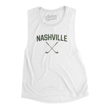 Nashville Golf Women's Flowey Scoopneck Muscle Tank-White-Allegiant Goods Co. Vintage Sports Apparel
