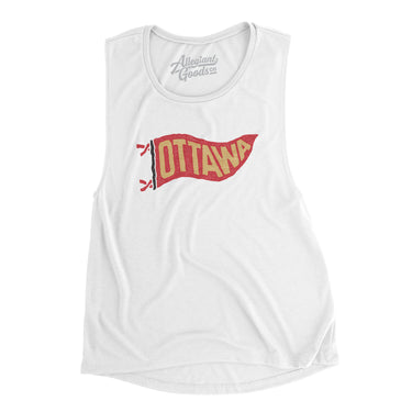 Ottawa Pennant Women's Flowey Scoopneck Muscle Tank-White-Allegiant Goods Co. Vintage Sports Apparel